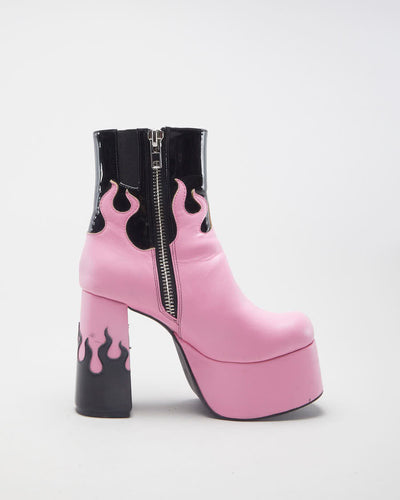 Sugar Thrillz Ring Of Fire Pink Platform Boots - UK 3.5