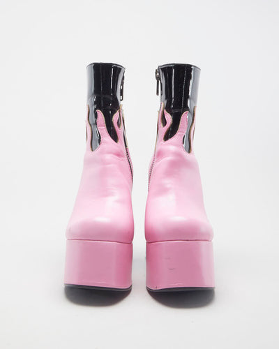 Sugar Thrillz Ring Of Fire Pink Platform Boots - UK 3.5