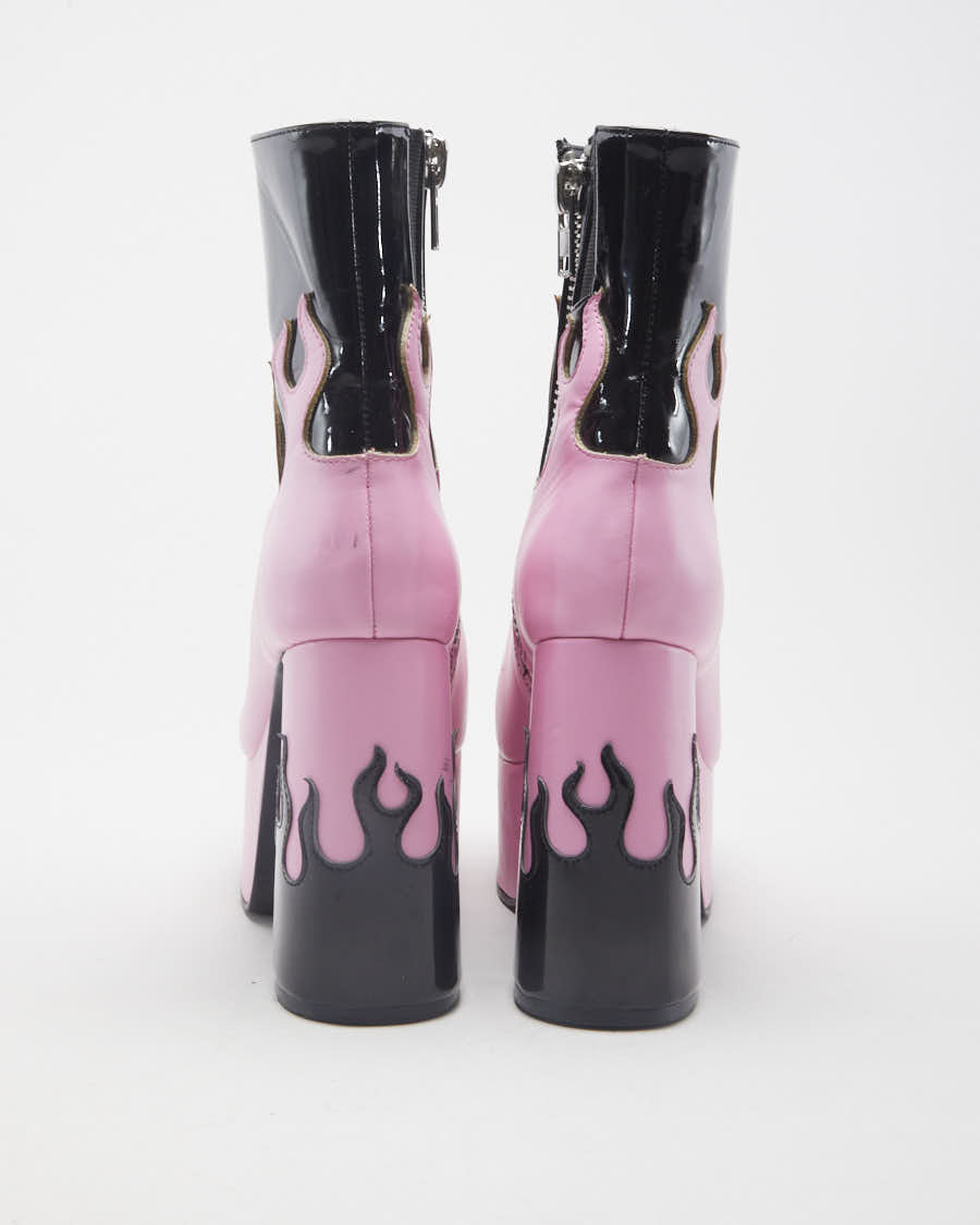 Sugar Thrillz Ring Of Fire Pink Platform Boots - UK 3.5