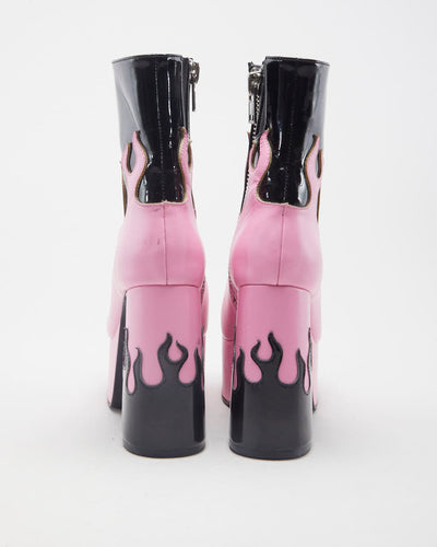 Sugar Thrillz Ring Of Fire Pink Platform Boots - UK 3.5