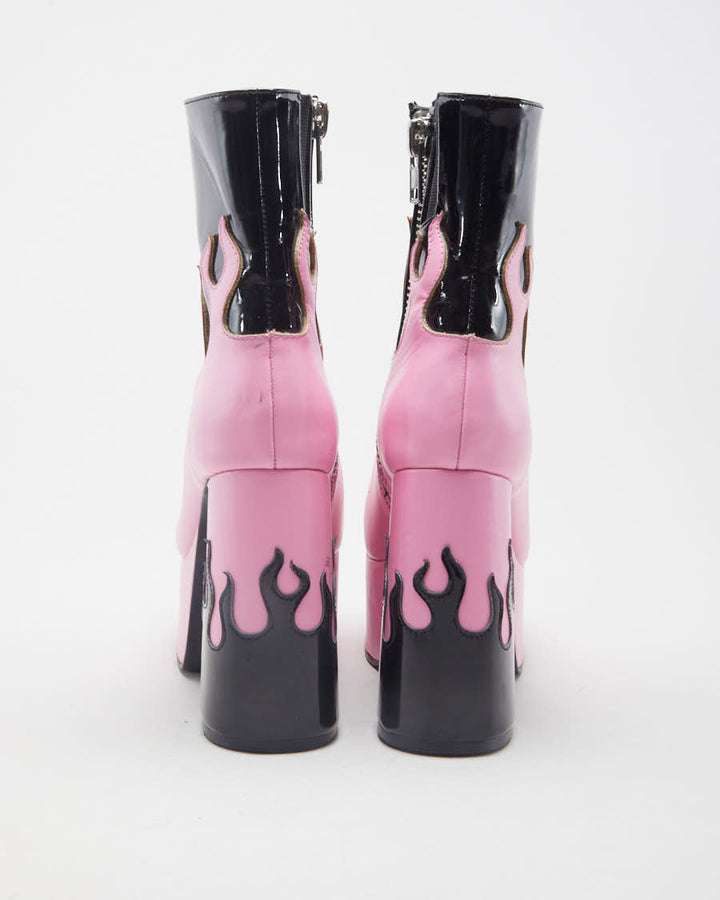 Sugar Thrillz Ring Of Fire Pink Platform Boots - UK 3.5