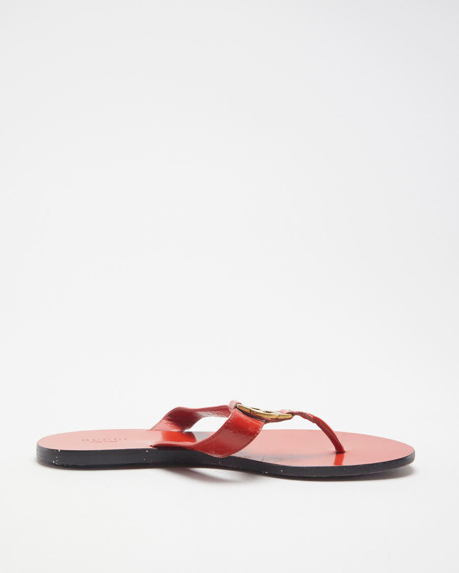 Red Gucci Flip Flop Sandals - UK 4.5