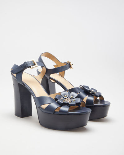 Navy Michael Kors Flower Platform Heels - UK 6