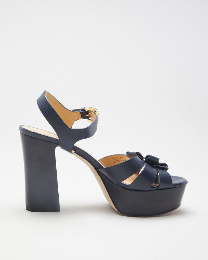 Navy Michael Kors Flower Platform Heels - UK 6