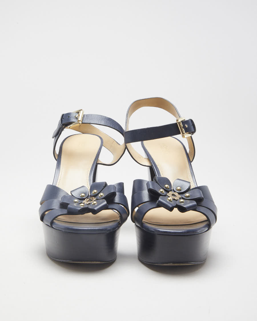 Navy Michael Kors Flower Platform Heels - UK 6