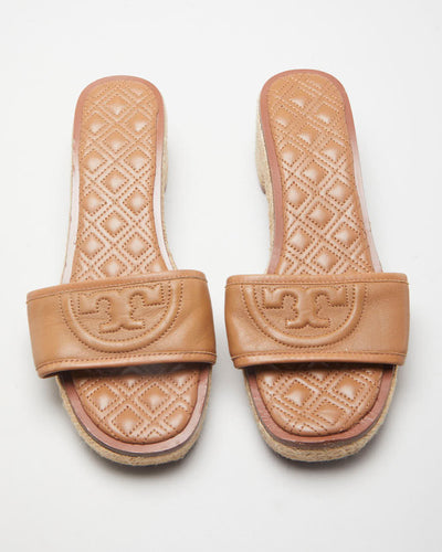 Brown Tory Burch Woven Sandals