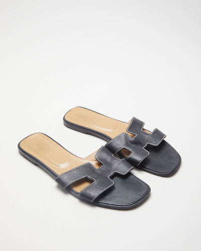 Black Hermes Oran Sandals - UK 6