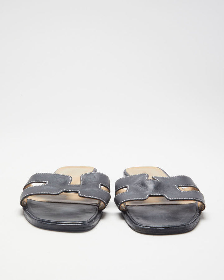 Black Hermes Oran Sandals - UK 6