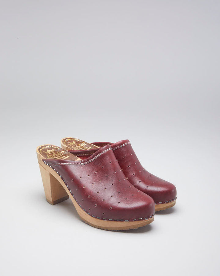 Vintage Lofsko Maroon Leather Clogs - EUR 37