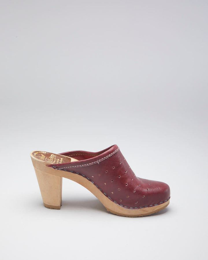 Vintage Lofsko Maroon Leather Clogs - EUR 37