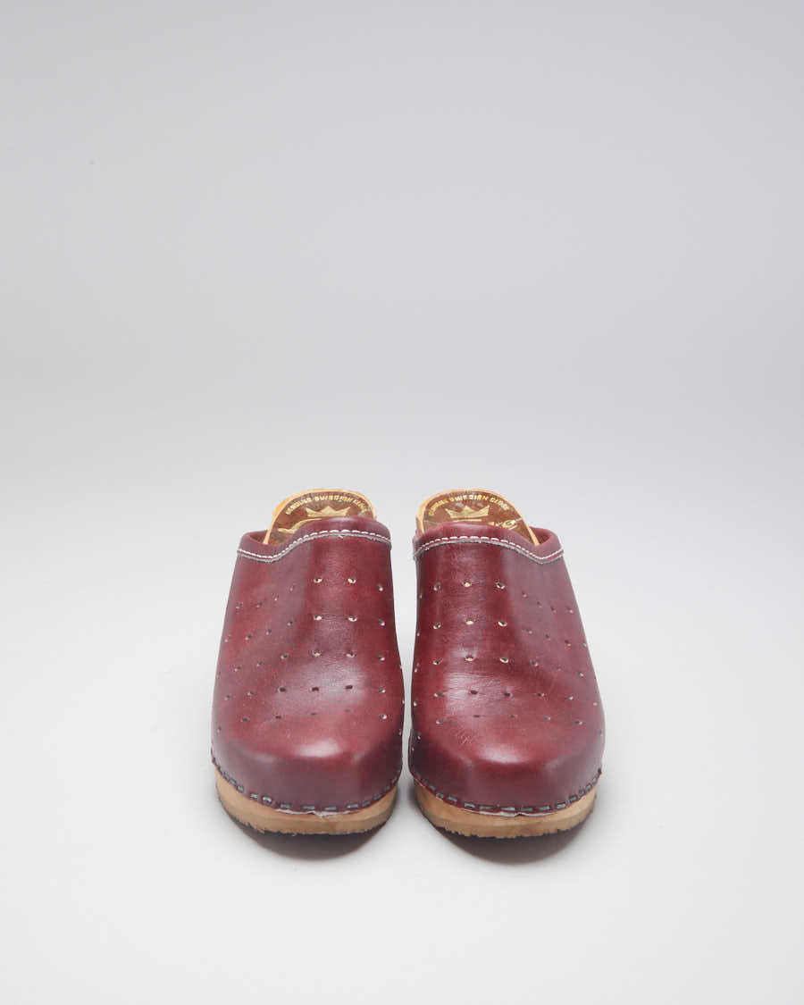 Vintage Lofsko Maroon Leather Clogs - EUR 37