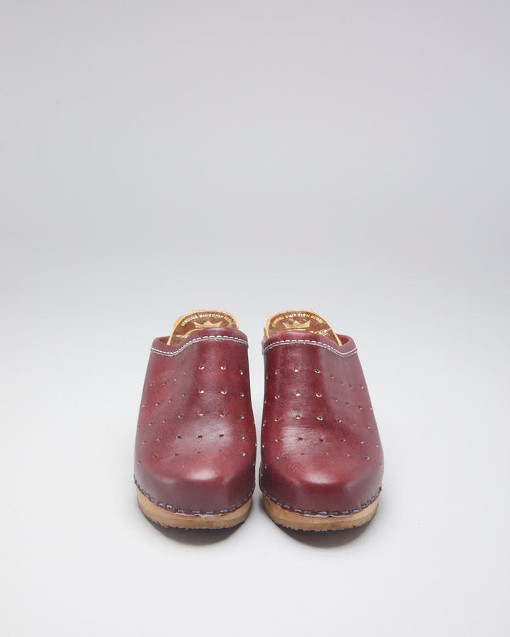 Vintage Lofsko Maroon Leather Clogs - EUR 37