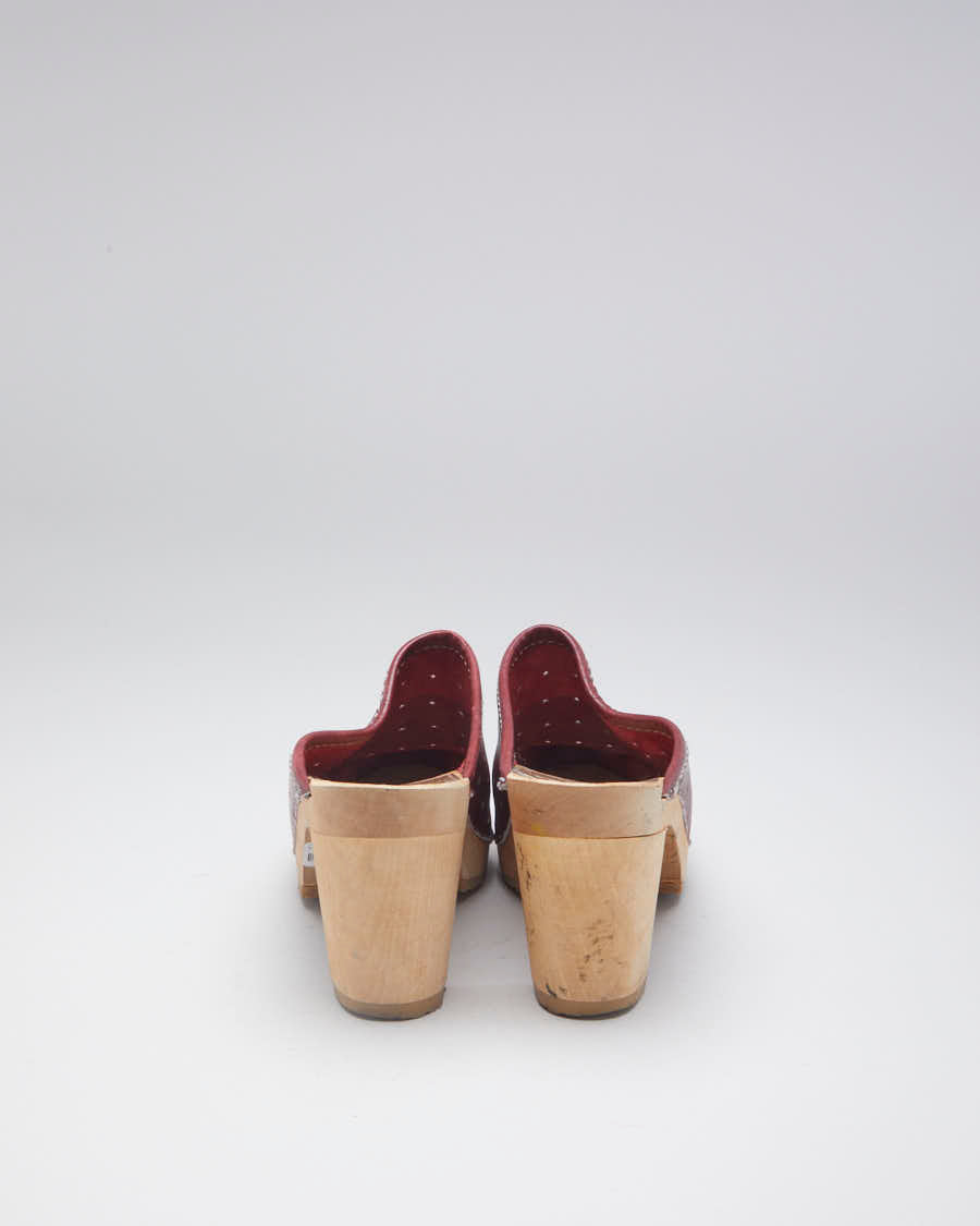 Vintage Lofsko Maroon Leather Clogs - EUR 37
