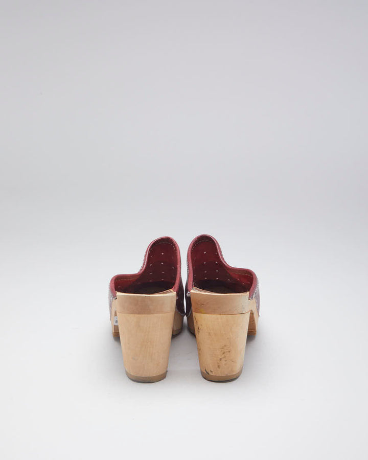 Vintage Lofsko Maroon Leather Clogs - EUR 37