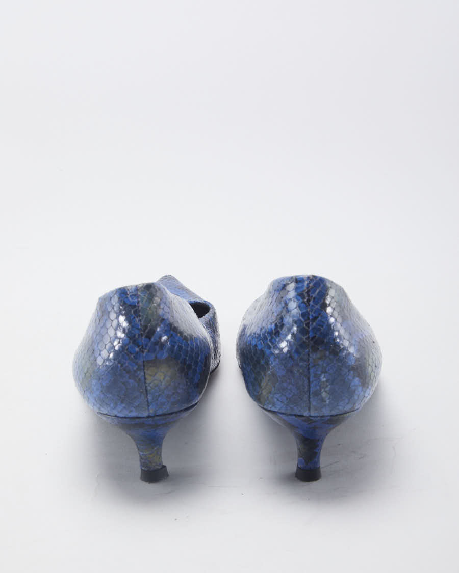 Stuart Weitzman Blue Snakeprint Kitten Heel - EU 39.5