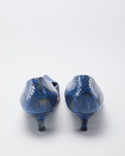 Stuart Weitzman Blue Snakeprint Kitten Heel - EU 39.5