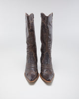 Vintage Women's Brown Leather Heeled Cowboy Boots - 4