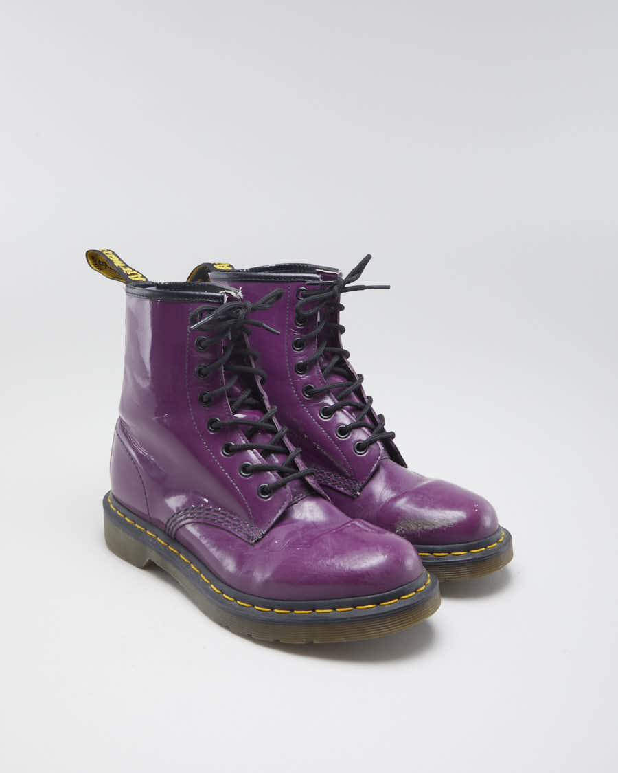 Womens Purple Dr Martens Patent Leather Boots - 6