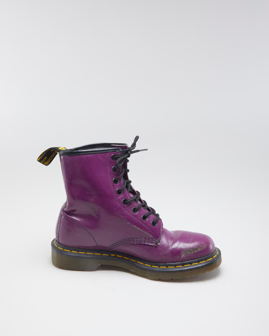 Womens Purple Dr Martens Patent Leather Boots - 6