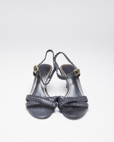 Women's Black Ralph Lauren Braided Leather Sandals - 6