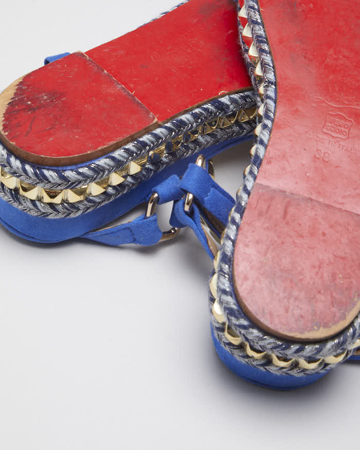 Women's Blue Christian Louboutin Platform Sandals - 5