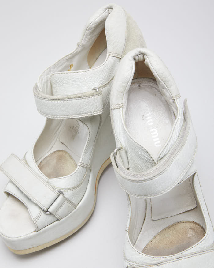 Vintage Woman's Cream Mui Mui Wedges - UK6