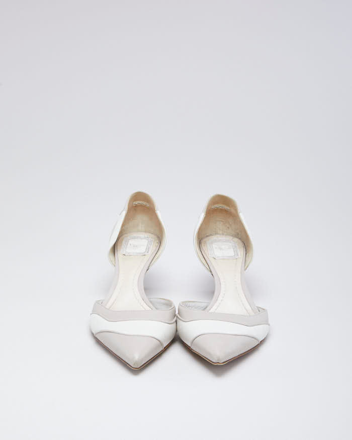 Vintage Woman's Cream Leather Dior Kitten Heels - UK7