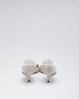 Vintage Woman's Cream Leather Dior Kitten Heels - UK7