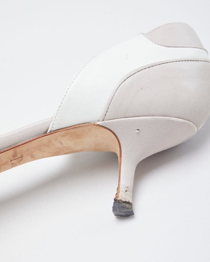Vintage Woman's Cream Leather Dior Kitten Heels UK7