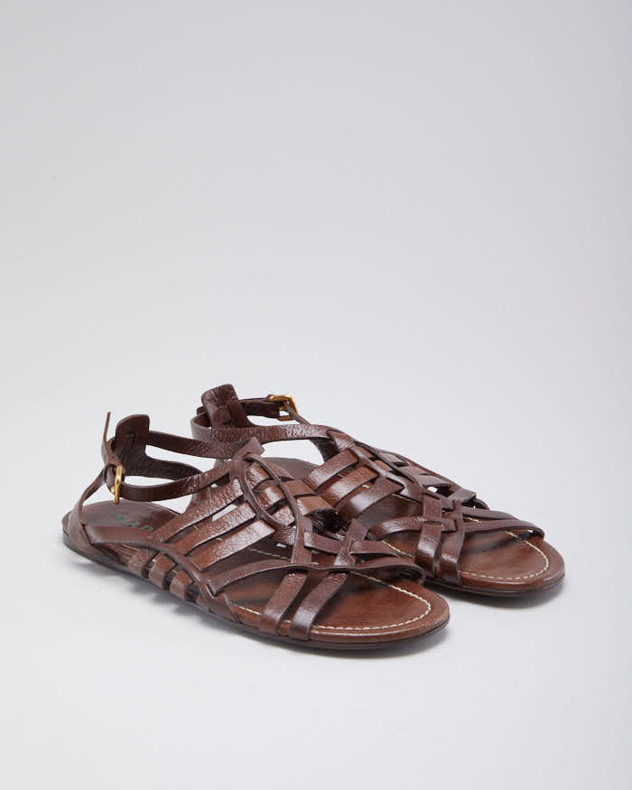 Vintage Woman's Brown Prada Leather Gladiator sandals - UK 3