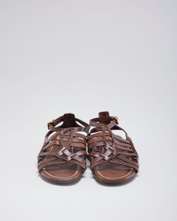 Vintage Woman's Brown Prada Leather Gladiator sandals - UK 3