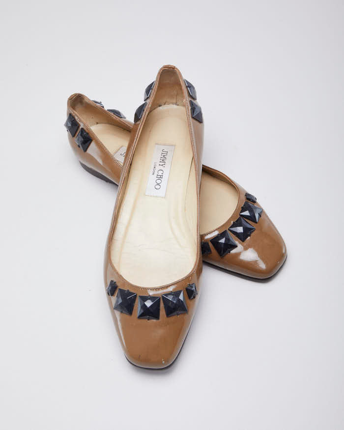 Vintage Woman's Brown Jimy Choo Patent Leather Pumps - UK^