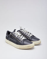 Woman's Black Leather Versace Zip UP Trainers - UK 7
