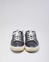 Woman's Black Leather Versace Zip UP Trainers - UK 7