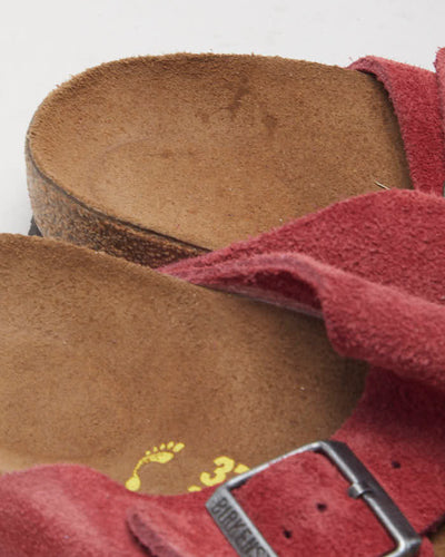 Birkenstock Red Suede Two Strap Sandals - UK 4