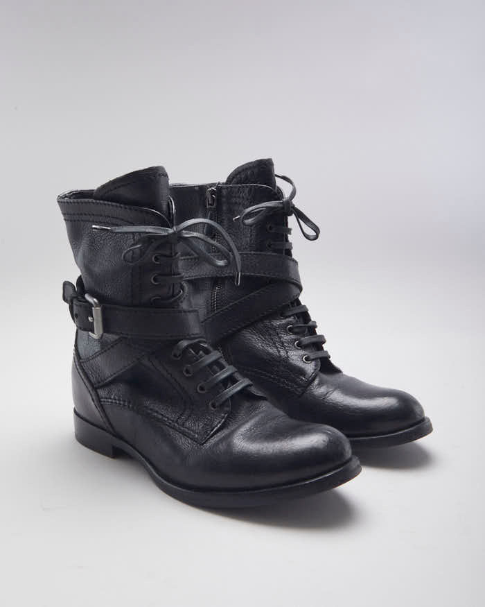Vintage Prada Buckle Ankle Heeled Boots - UK 5