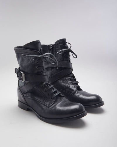 Vintage Prada Buckle Ankle Heeled Boots - UK 5