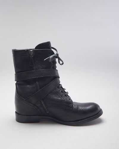 Vintage Prada Buckle Ankle Heeled Boots - UK 5