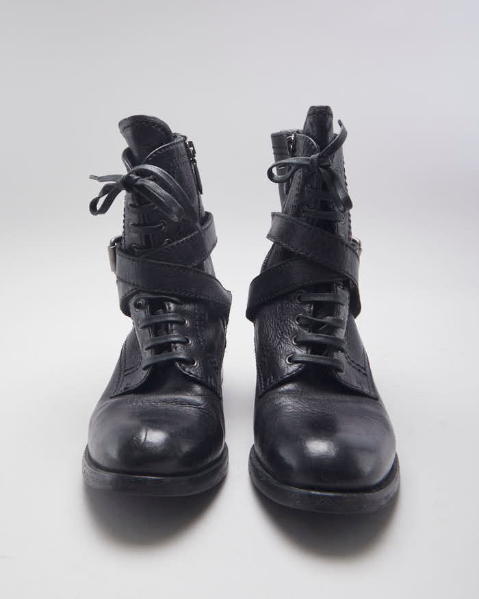 Vintage Prada Buckle Ankle Heeled Boots - UK 5