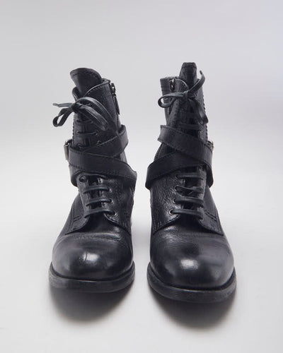 Vintage Prada Buckle Ankle Heeled Boots - UK 5