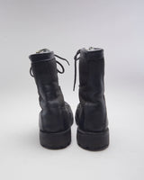 Vintage Women's Round Toe Combat Boots - UK 4.5