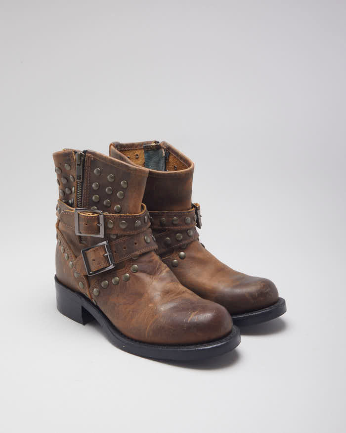 Vintage Y2K Studded Strapped Ankle Boots - UK 5