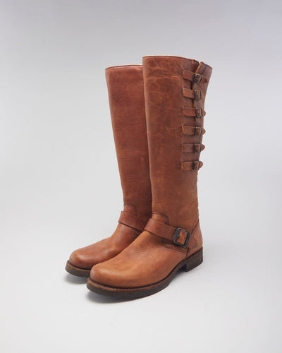 Vintage 90's Frye Multi Straps Leather Boots - UK 6.5