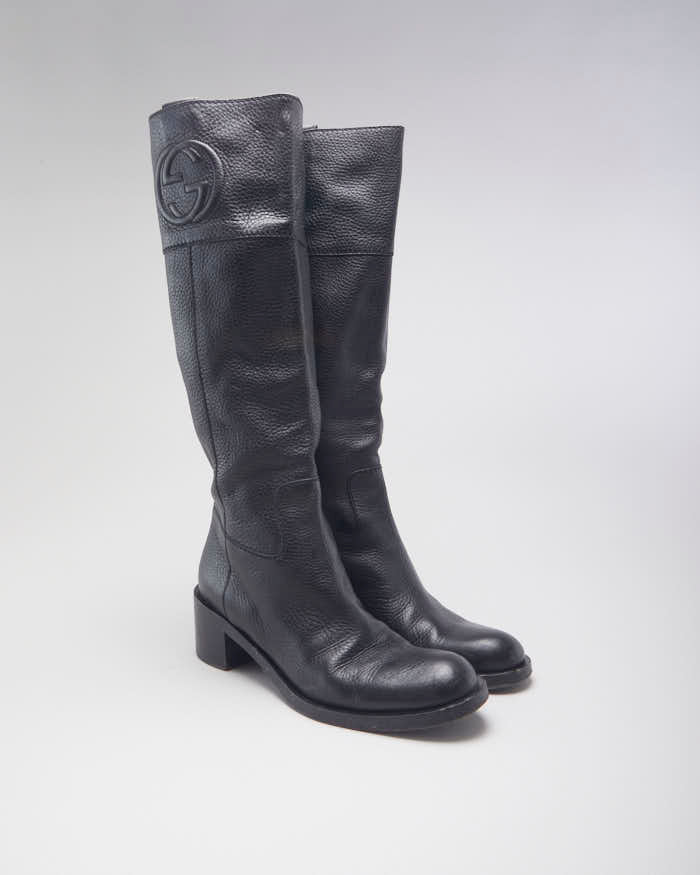 Vintage Gucci Leather Heeled Long Boots - UK 6