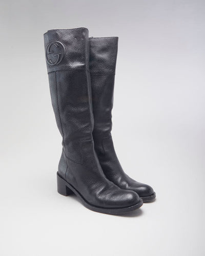 Vintage Gucci Leather Heeled Long Boots - UK 6