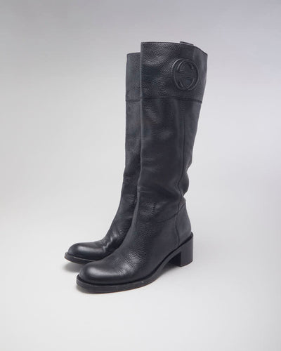 Vintage Gucci Leather Heeled Long Boots - UK 6