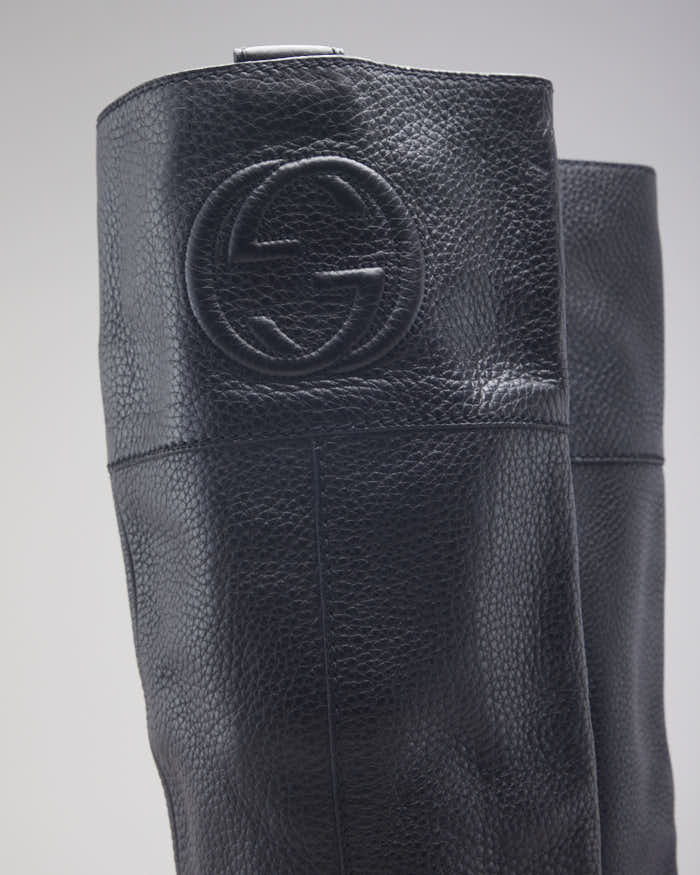 Vintage Gucci Leather Heeled Long Boots - UK 6