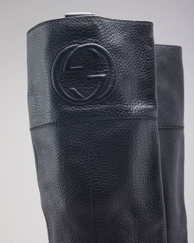 Vintage Gucci Leather Heeled Long Boots - UK 6