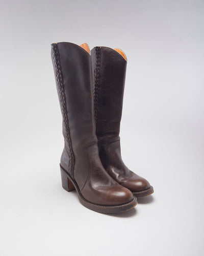 Vintage 90's Frye Cable Braid Leather Ankle Boots - UK 6