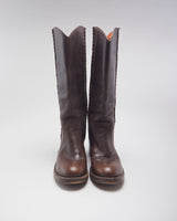 Vintage 90's Frye Cable Braid Leather Ankle Boots - UK 6